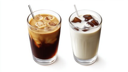 Americano with cold ice cream, Generative AI,