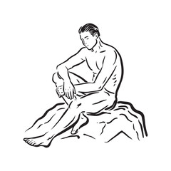 Relaxing Silhouette Line Drawing for Men - Minimalist Vector Art - Man in Relax Pose Vector - Man Relaxing Doodle - Relaxation Illustration - Man in Relax Pose Line Art
