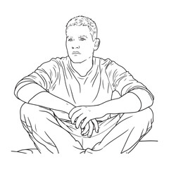 Man in Comfortable Pose Line Sketch - Elegant Silhouette Art - Man in Relax Pose Vector - Man Relaxing Doodle - Relaxation Illustration - Man in Relax Pose Line Art
