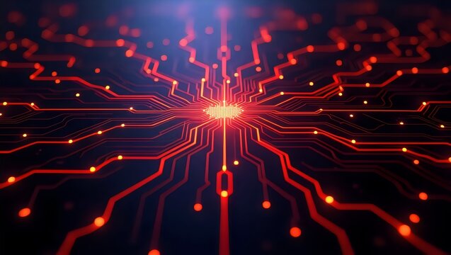 Red Circuit Board Technology Connections Network Data Processing System