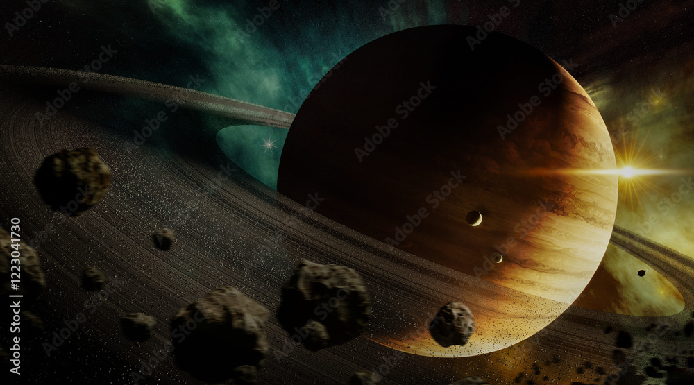 Canvas Prints 3d render, gas giant planet in deep space