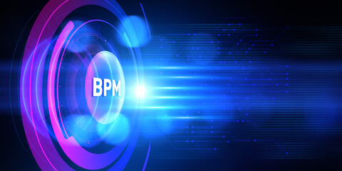 BPM Business process management technology concept illustration.
