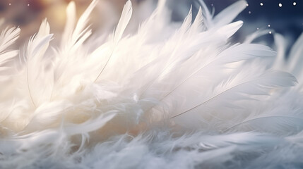 Fototapeta premium Soft White Feathers – Delicate and Fluffy Texture in Elegant Contrast