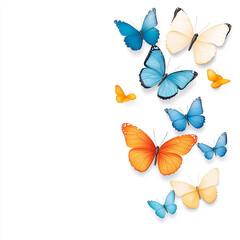 A vibrant display of colorful butterflies soaring gracefully through the air.