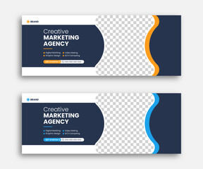 Creative corporate business marketing social media facebook cover banner post template. Professional business facebook cover page timeline web ad banner template.