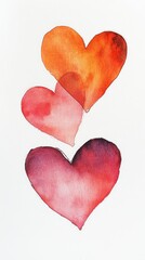 Fototapeta premium Three Watercolor Hearts: A Vibrant Expression of Love