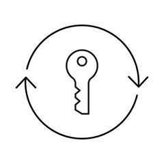 Grant Access Icon – Key in a Cycle Representing Secure Access Management and Authentication- Vector editable stroke line icons
