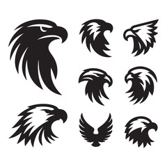 Set of Eagle head  icon design big pack of illustration