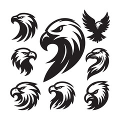 Set of Eagle head  icon design big pack of illustration