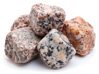 Obraz premium large pile of granite stones, close-up on white background