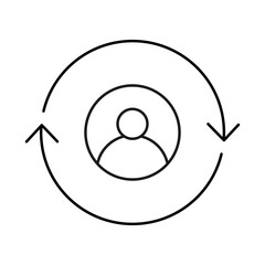 Verify Users Icon – User Profile in a Cycle Representing Identity Verification and Authentication- Vector editable stroke line icons