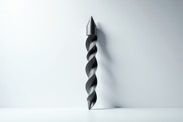 A?Single?Metallic?Spiral?Drill?Bit?Against?a?Clean?White?Background?in?a?Studio?Setting