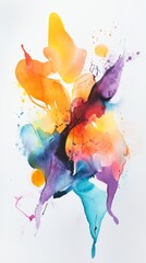 Obraz premium Abstract Watercolor Painting with Vibrant Colors and Dynamic Forms