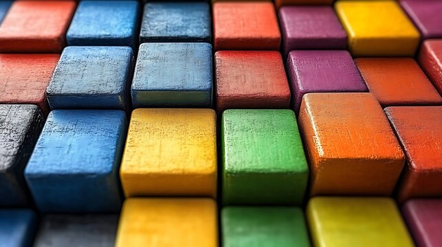 Floating colorful cubes in a 3D space filled with soft ambient light. - Powered by Adobe