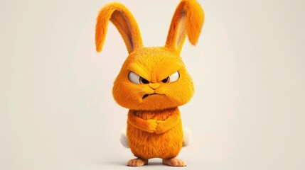 Angry Cartoon Bunny with Orange Fur