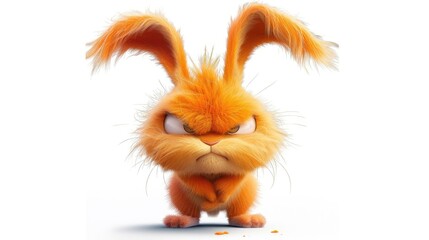 Angry Orange Bunny in 3D Cartoon Style