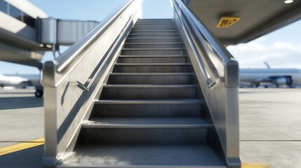 Obraz premium Passenger boarding stairs at the airport apron