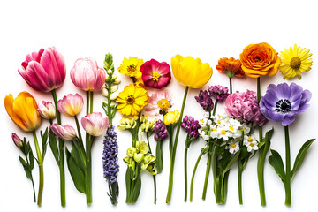 Obraz premium Colorful Spring Flower Arrangement or Bouquet Isolated on White Background