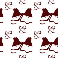 Elegant bow seamless pattern. Silhouette ribbon, simple, minimalistic vintage design. Gift wrapping, logo. Vector 