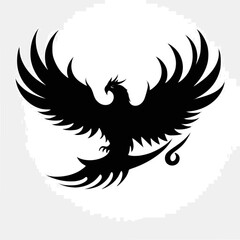 Silhouette Abstract Flying Phoenix Logo Design with white Background