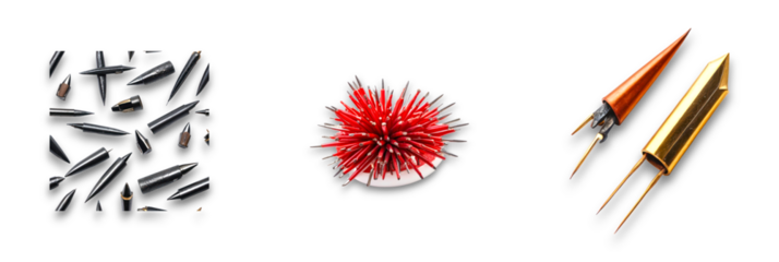 Elegant metal pen set, isolated on a transparent background