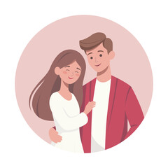 Couple in love, boy and girl. Portrait. Color vector image.