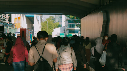 Urban Commuters in Underground Tunnel Passage
