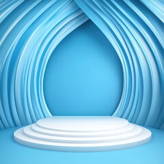 Fototapeta premium Abstract Blue Swirling Background with White Platform