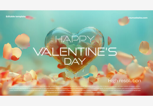 Heart-Shaped Balloon in the Air: Creative Valentine's Day Template for a Joyful Celebration