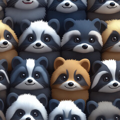 Obraz premium Colorful pattern of little raccoon