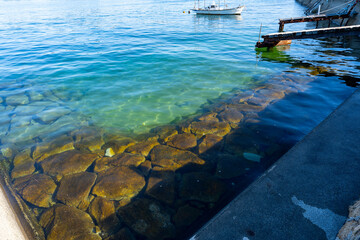 岡山県　玉野港付近の海の風景