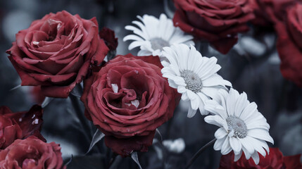 Elegant Bouquet of Red Roses and White Daisies – Floral Arrangement