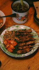 Traditional Indonesian Satay with Spicy Side Dishes