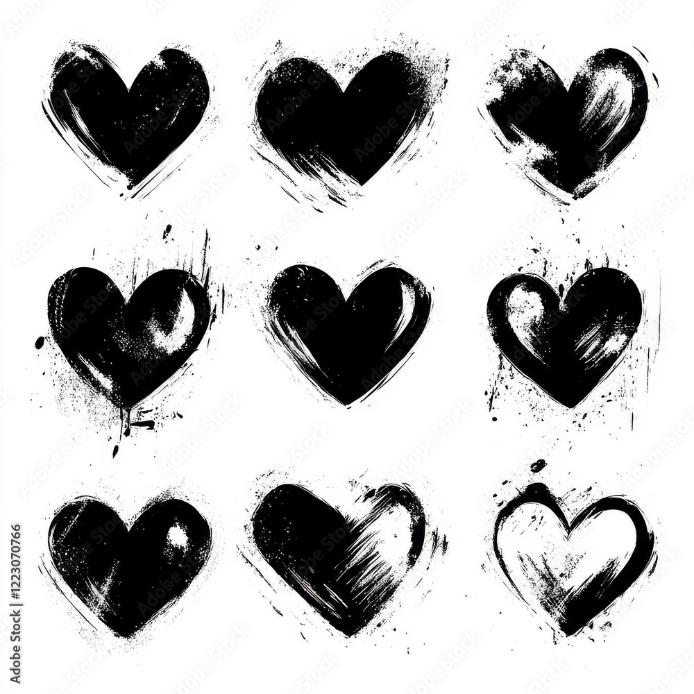 Canvas Prints A conceptual depiction of a black heart shape or love symbol collection