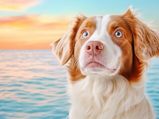 Capture the essence of devotion with a loyal dog gazing up at their owner during a golden sunset, a symbol of undying loyalty and unforgettable moments This heartwarming image evokes feelings of