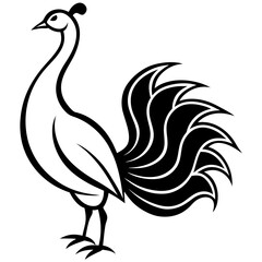 Cute Silhouette of a Peacock line art vector cartoon illustration