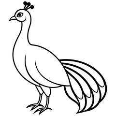 Cute Silhouette of a Peacock line art vector cartoon illustration