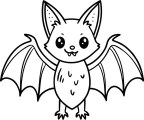 Fototapeta premium Cute Bat Outline Vector Illustration for Kids' Halloween