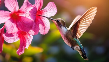 Naklejka premium hummingbird and flower