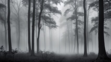 Fototapeta premium Misty Forest: A Serene and Mysterious Scene
