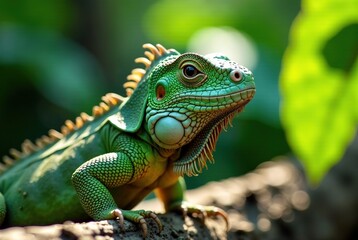 Obraz premium Stunning Green Iguana in Natural Habitat