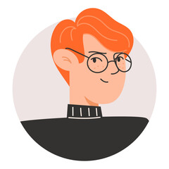 Portrait of a Young European Man with Red Curly Hair and Freckles for Profile Picture