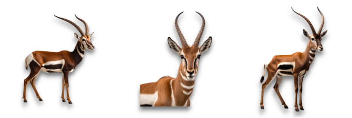 Isolated antelope on transparent background, showcasing its graceful horns