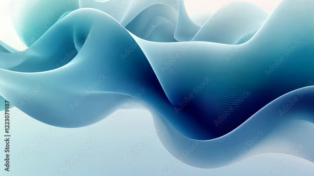 Fototapete a mesmerizing digital rendering of a blue, abstract, wavy shape constructed with delicate white line