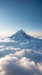 Serene Snow-Capped Mountain Peak Above Clouds