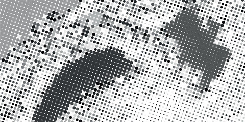 Abstract grunge grid polka dot halftone background pattern. Spotted black and white line illustration. Textures.