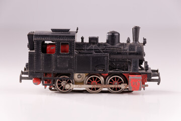 Obraz premium View of an old, used, vintage fashion train with white background