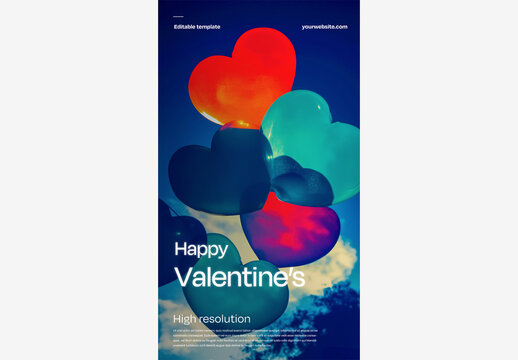 Celebrate Love with a Stunning Valentine's Day Template: A Sky Full of Balloons and Heartfelt Wishes