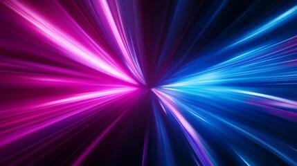 A bright purple and blue light is shooting out from the center of the image