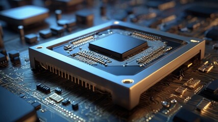 Close-Up Image of a Microchip Circuit